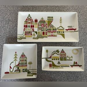 Crate&Barrel Julia Rothman Yule Town Set of 3 New